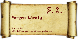 Porges Károly névjegykártya